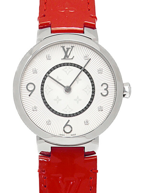 【LOUIS VUITTON】ルイヴィトン『タンブール モノグラム 8Pダイヤ』Q13MJ レディース クォーツ 3ヶ月保証【中古】