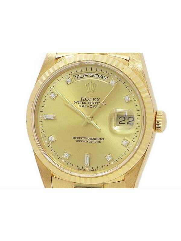 【ROLEX】ロレックス『デイデイト 10Pダイヤ』18238A S番'93年頃製 メンズ 自動巻き 12ヶ月保証【中古】