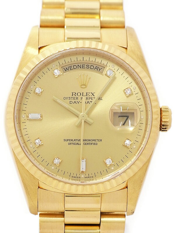 【ROLEX】ロレックス『デイデイト 10Pダイヤ』18238A N番’91年頃製 メンズ 自動巻き 12ヶ月保証【中古】