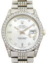 【ROLEX】【WG】【内部点検済】ロレックス『デイデイト 10P&ベゼルダイヤ』18389A N番’91年頃製 メンズ 自動巻き 12ヶ月保証【中古】b01w/h02A