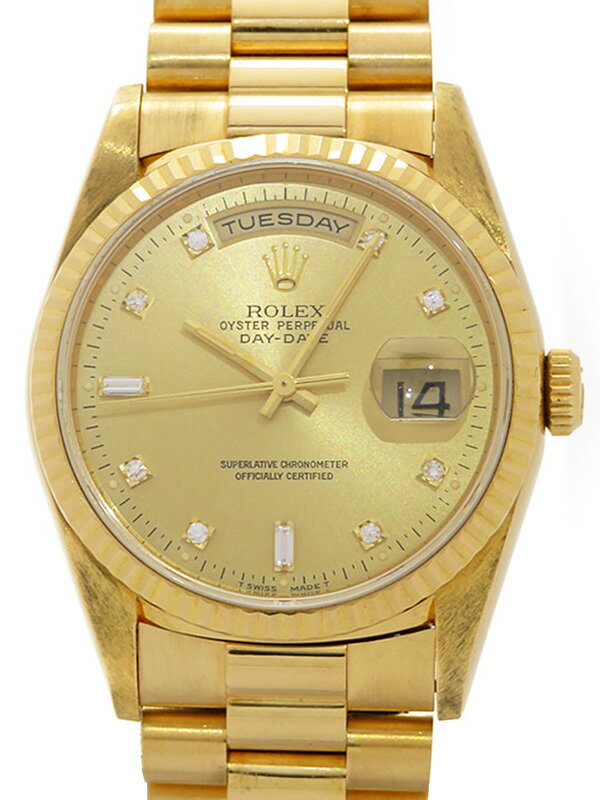 【ROLEX】ロレックス『デイデイト 10Pダイヤ』18238A X番’91年頃製 メンズ 自動巻き 12ヶ月保証【中古】