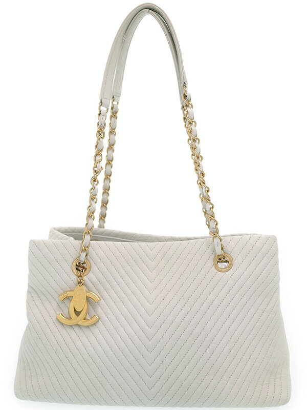 CHANEL】【マットゴールド金具】シャネル『Vステッチ チェーントート ...