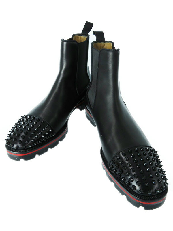 【Christian Louboutin】クリスチャンルブタン『MELON SPIKES FLAT サイドゴアブーツ size41 1/2』3170926 メンズ 1週間保証【中古】b02b/h22A