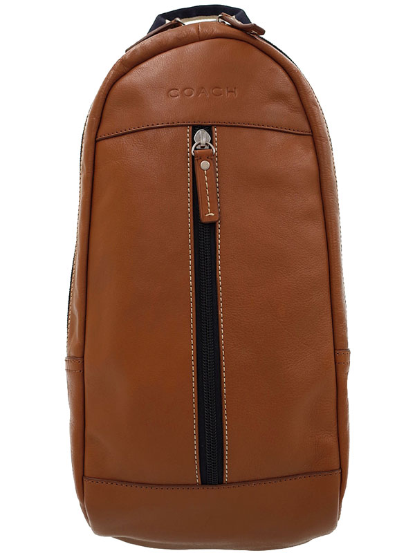 【COACH】コーチ『ヘリテージ ウェブ レザー スリングパック』F70811 メンズ ボディバッグ 1週間保証【中古