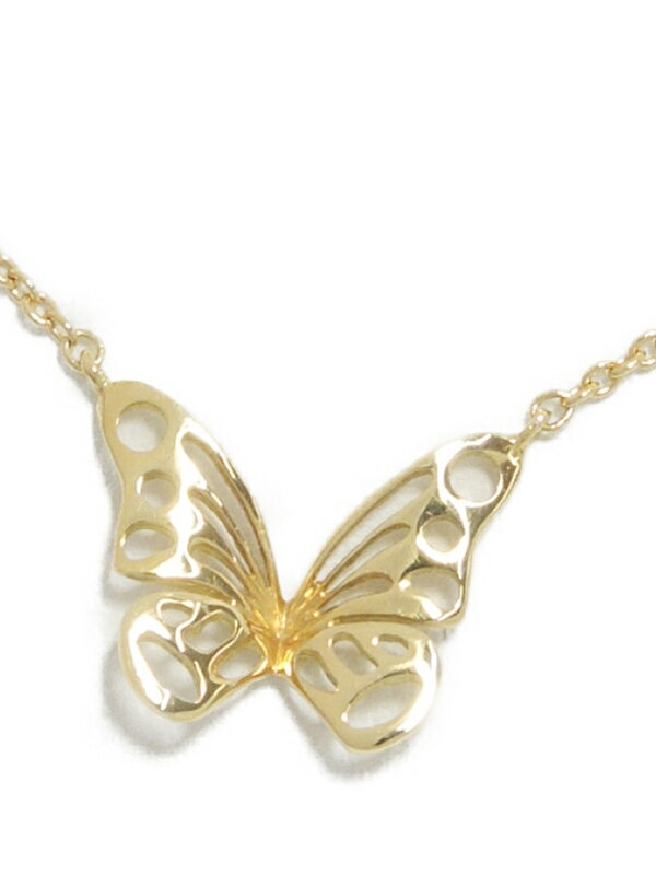 上品なスタイル STAR JEWELRY K18YGダイヤモンド 白蝶貝 バタフライネックレス - ネックレス