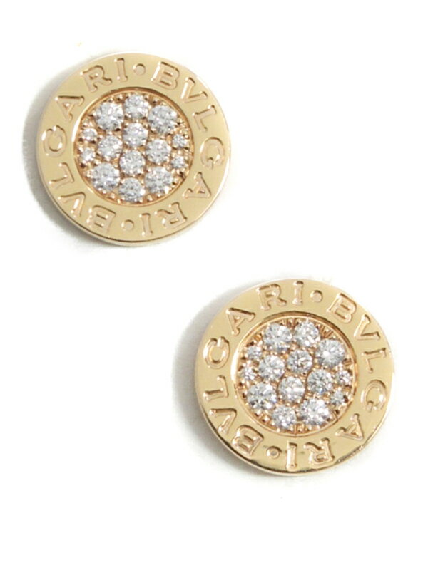 【BVLGARI】【スタッドピアス】ブルガリ『K18PG ブルガリブルガリ パヴェダイヤ ピアス』1週間保証【中古】のサムネイル