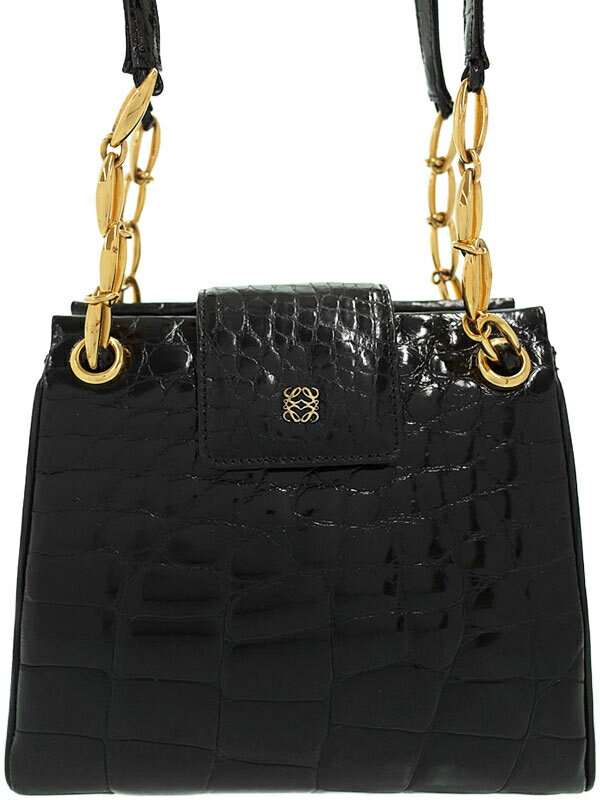 LOEWE】【ヴィンテージ】ロエベ『クロコダイル ショルダーバッグ LOEWE】【ヴィンテージ】ロエベ『クロコダイル ショルダーバッグ