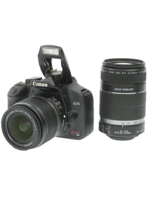 【Canon】キヤノン『EOS Kiss X2ダブルズームキット』KISSX2-WKIT 1220万画素 EF-S SDXC デジタル一眼レフカメラ 1週間保証【中古】