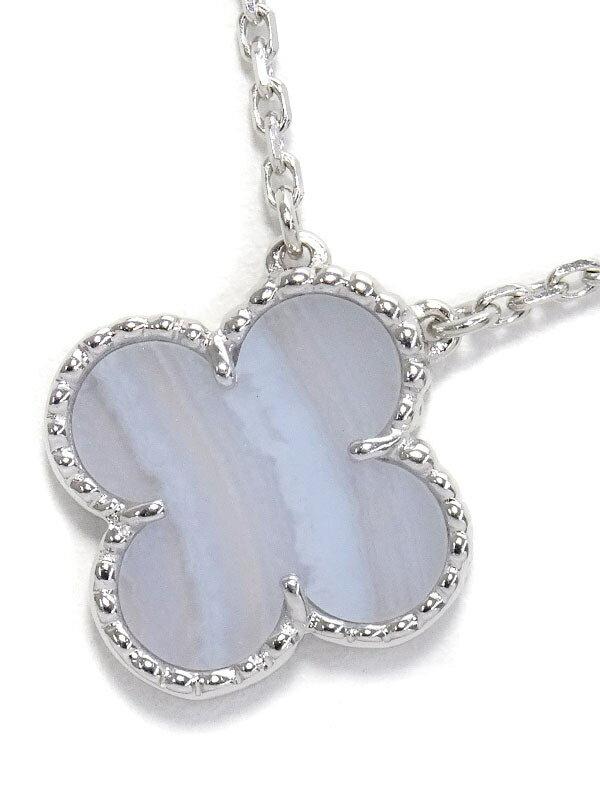 【Van Cleef ＆ Arpels】【VCA】【メーカー仕上済】ヴァンクリーフ&アーペル『K18WG ヴィンテージアルハンブラ カルセドニー ネックレス』1週間保証【中古】のサムネイル