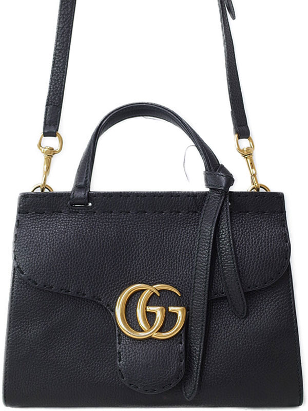 【GUCCI】グッチ『GGマーモント スモールレザー トップハンドルバッグ』442622 レディース 2WAYバッグ 1週間保証【中古