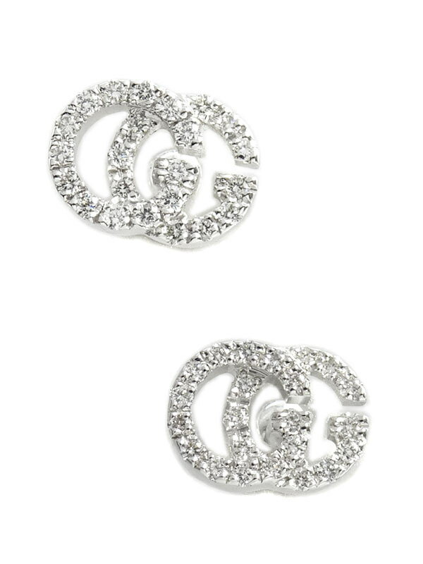 【GUCCI】グッチ『K18WG ダブルG スタッズ ピアス ダイヤモンド