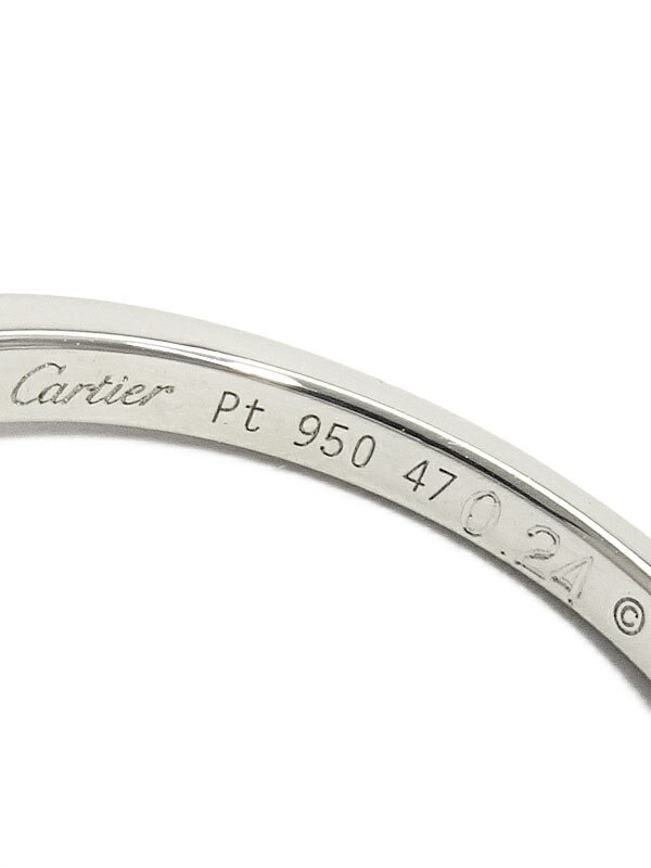 【Cartier】カルティエ『PT950 バレリーナ ソリテール リング ダイヤモンド0.24ct/D/VVS2/EX』7号 1週間保証【中古】