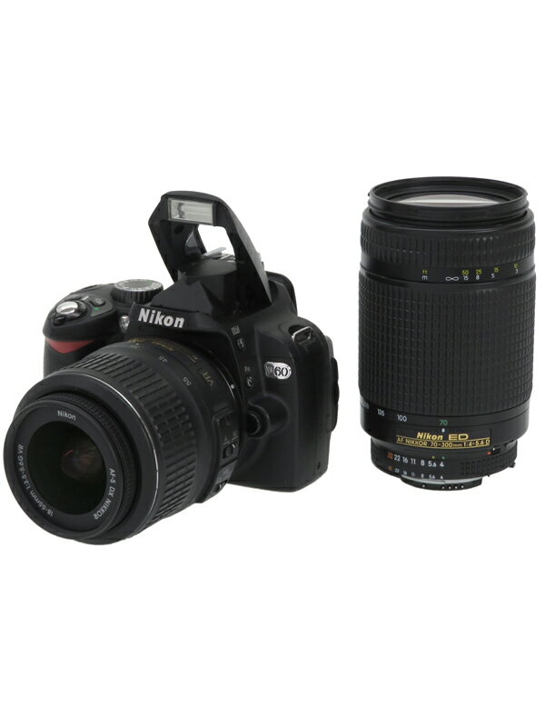 【Nikon】ニコン『D60 + AF-S DX NIKKOR 18-55mm F3.5-5.6G VR + AI AF Zoom-Nikkor ED 70-300mm F4-5.6D』2008年 デジタル一眼レフカメラ 1週間保証【中古】