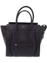 【CELINE】セリーヌ『マイクロ ラゲージ』189793DRU.38NO レディース ハンドバッグ 1週間保証【中古】 名　称 マイクロ ラゲージ 型　番 189793DRU.38NO タイプ レディース カラー ブラック 種　類 ハンドバッグ 材　質 レザー サイズ 横：約26.5cm(底)/40cm(開口部) 高さ：約27cm マチ：約14cm ハンドル：約46cm 外ポケット1、内ポケット3 付属品 保存袋 保証期間 1週間保証 ランク AB品 状　態 使用感やダメージは見られますが全体的に状態の良い中古商品です。 【外側】 角にスレ、レザーにスレ、若干型崩れ、ハンドルわずかにベタつきが見られます。 【内側】 スレ・シミ、内ポケット含め汚れが見られます。 【新ロゴ】