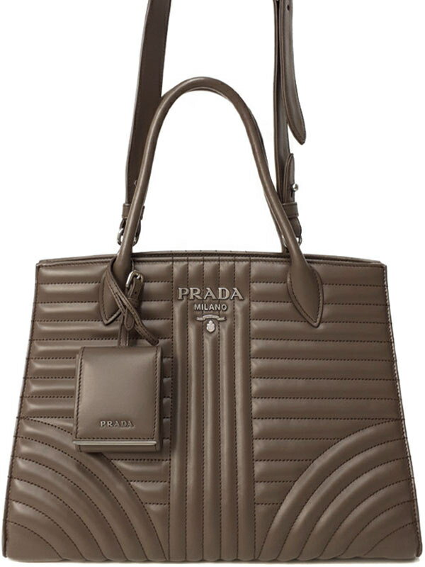 【PRADA】プラダ『ダイアグラム レザー 2WAYハンドバッグ』1BA165 レディース 2WAYバッグ 1週間保証【中古】