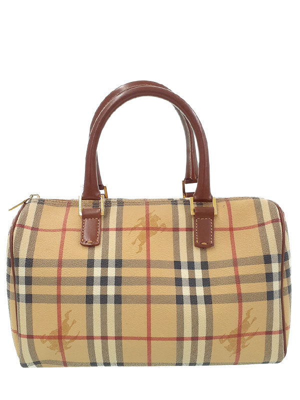 【BURBERRY】バーバリー『チェック柄 ミニボストンバッグ』レディース ハンドバッグ 1週間保証【中古】