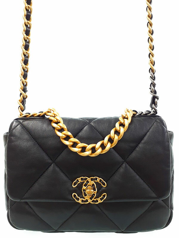 【シャネル】ポーチ ラムスキン & ストラス シックでかっこいい】CHANEL CHANEL 19 ポーチ ラムスキン