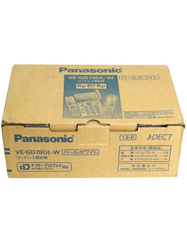 【Panasonic】【訳あり未使用品】パナソニック『コードレス電話機 RU・RU・RU 子機1台付き パールホワイト』VE-GD78DL-W 1週間保証【中古】