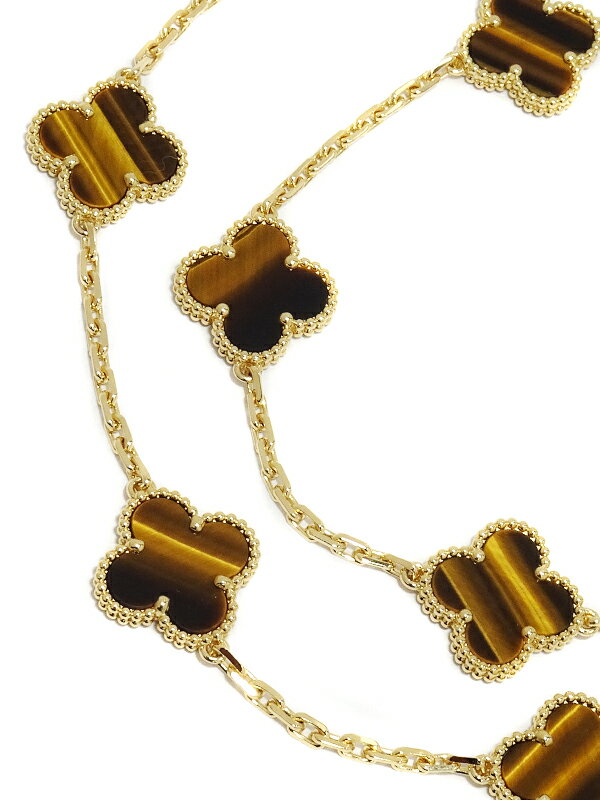 【Van Cleef ＆ Arpels】ヴァンクリーフ&アーペル『K18YG ヴィンテージアルハンブラ 20モチーフ タイガーアイ ロングネックレス』1週間保証【中古】のサムネイル