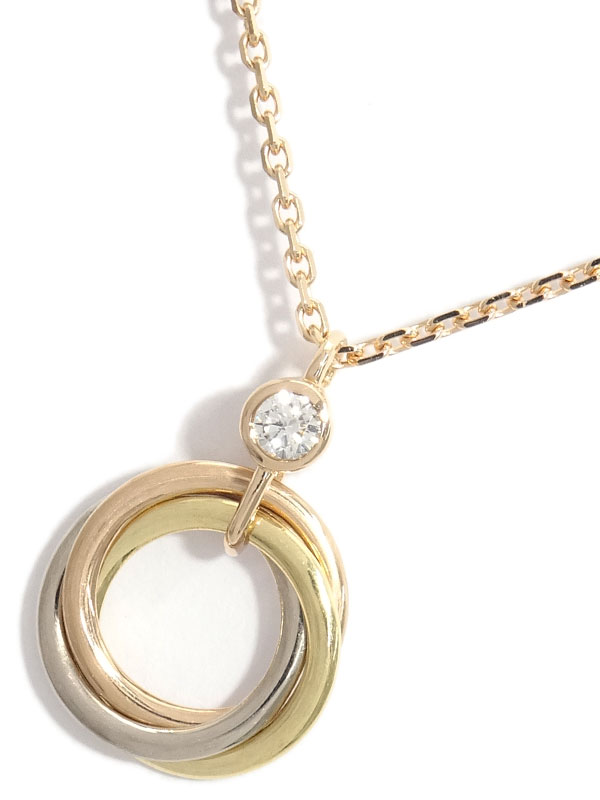 【Cartier】カルティエ『K18YG/K18PG/K18WG トリニティ ネックレス 1Pダイヤモンド』1週間保証【中古】