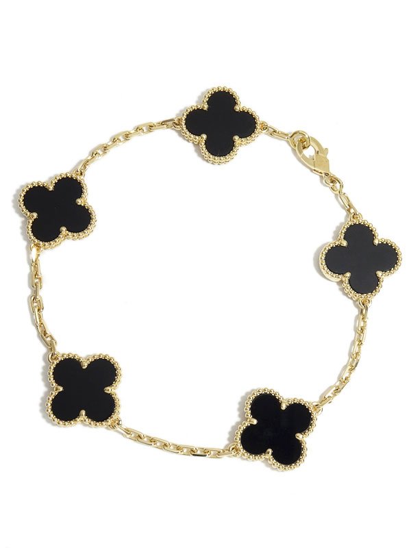 【Van Cleef ＆ Arpels】ヴァンクリーフ&アーペル『K18YG ヴィンテージアルハンブラ 5モチーフ ブレスレット オニキス』1週間保証【中古】のサムネイル