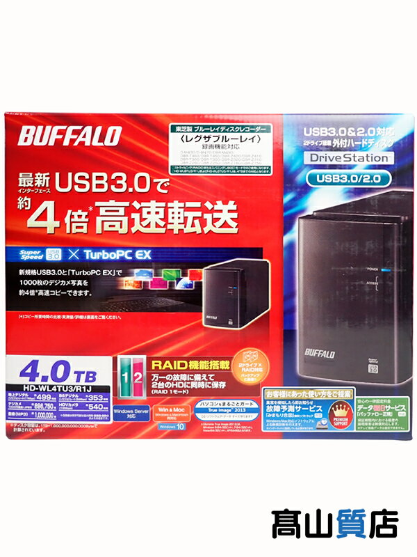 【BUFFALO】【未使用品】バッファロー『ドライブステーション USB3.0/2.0対応 外付けハードディスク / 4.0TB』HD-WL4TU3/R1J PC周辺機器 1週間保証【中古】