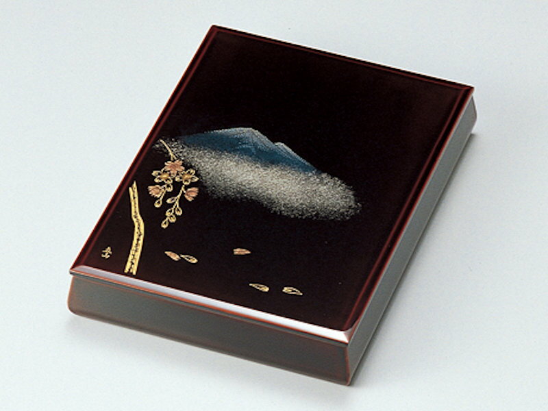 【受注生産品】沈金故郷の詩 文庫 溜 1個:木製漆塗り 日本製 書類入れ デスク 御祝 記念品 プレゼント ギフト 母の日 雑貨 日本製 国産