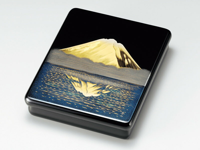 【受注生産品】沈金鏡富士 光琳文庫(A4サイズ) 黒 1個:木製漆塗り 日本製 書類入れ デスク 御祝 記念品 プレゼント ギフト 母の日 雑貨 日本製 国産