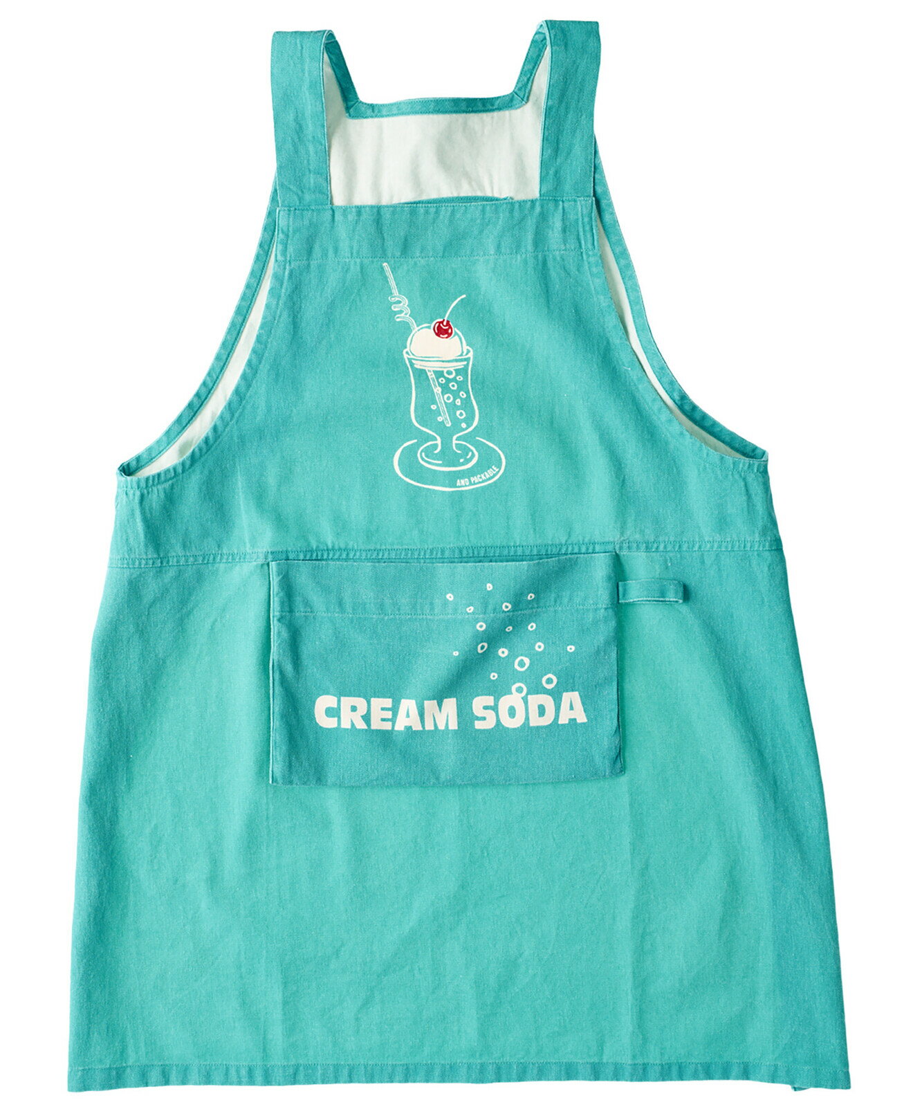 ★ANDPACKABLE キッズ エプロンバンダナ付き (クリームソーダ)TQ★AND PACKABLE アンドパッカブル パッカブル APRON 子供 子供用エプロン 三角巾 可愛い おしゃれ 人気