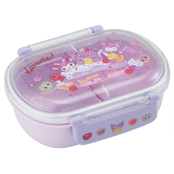 Lunch Boxes - ★サンリオ クロミ ふわっとフタタイト お弁当箱 360ml 小判型★スケーター sanrio kuromi お弁当 ランチ ランチボックス 幼稚園 保育園 キャラクター かわいい 人気
