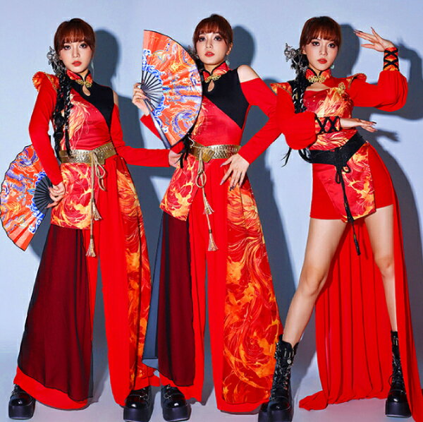 DS演出服 韓国ダンス衣装 【送料無料】 キッズヒップホップ セットアップ 女の子 ガールズ 上下セット ジュニア　HIPHOP イベント発表会 中学校 学園祭 演出 jazz ステージ衣装 ゴーゴーダンス へそ出し 派手 舞台服 練習着 団体 ダンスウェア チャイナ服 コスプレ ドレス