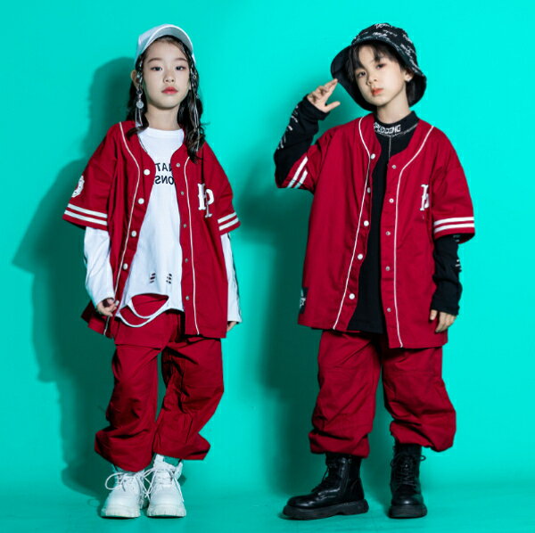 樂天商城 - 長袖 ワイン 白 赤 ステージ衣装 キッズ ダンス衣装 ヒップホップ 男の子 女の子 セットアップ キッズ チア 子供服 ヘソ出し トップス パンツ k-pop 衣装 jazz hiphop キッズ ファッション 練習着 ガールズ 上下セット ジュニア K-POP 韓国 ダンスウェア ユニフォーム 野球