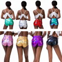 【6色・5サイズ】メタリック エナメル ハーフパンツ ショートパンツ 半ズボン ダンス衣装 女性用 ヒップホップ 衣装 キッズダンス レッスン着 ジャズダンス ボトムス 輝く 舞台演出 ダンス衣装 お遊戯会 クリスマス 音楽会 発表会
