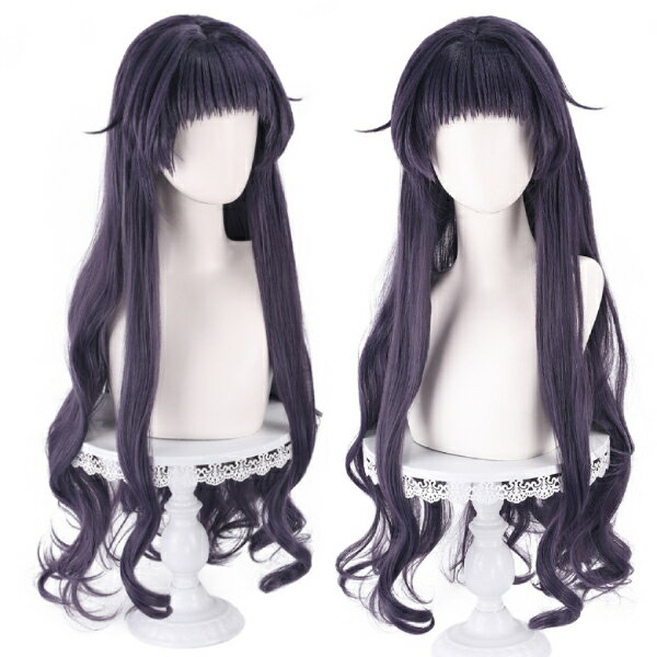 樂天商城 - ダークパープル　ロングカール ウェッブ ガール ウィッグ かつら ストレート コスプレ フルウィッグ カツラ 変装 仮装 WIG イベント用 コスプレ 巻き髪 アニメ 女装 イベント 男装 簡単 手軽 アニメ 男女兼用 コスプレ衣装舞台 学校祭 学園祭 ハロウィン カツラ コスプレ