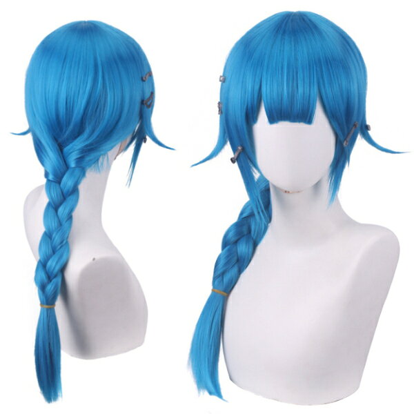 樂天商城 - 【40cm】ロング 三つ編み 髪の毛　カラーブルー ウィッグ かつら ロングカール ボブ ストレート ウェッグ コスプレウィッグ スーパーロング 耐熱 フルウィッグ カツラ 変装 仮装 ハロウィン WIG イベント用 コスプレ 巻き髪 アニメ 女装 クリスマス イベント 簡単