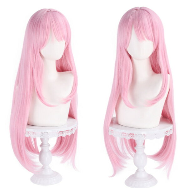 乐天商城 - ピンク ストレート ロングウェッブ ガール ウィッグ かつら ストレート コスプレ フルウィッグ 前髪アレンジ自由自在　お団子　カツラ 変装 仮装 WIG イベント用 コスプレ 巻き髪 アニメ 女装 イベント 男装 簡単 手軽 アニメ 男女兼用 コスプレ衣装　舞台 学校祭 学園祭