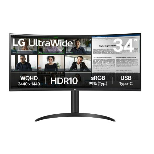 【法人限定】LG Electronics Japan 34型 3440×1440 21:9 曲面型 ウルトラワイドモニター 34WR55QK-B 【法人限定】LG Electronics Japan 34型 3440×1440 21:9 曲面型 ウルトラワイドモニター 34WR55QK-B