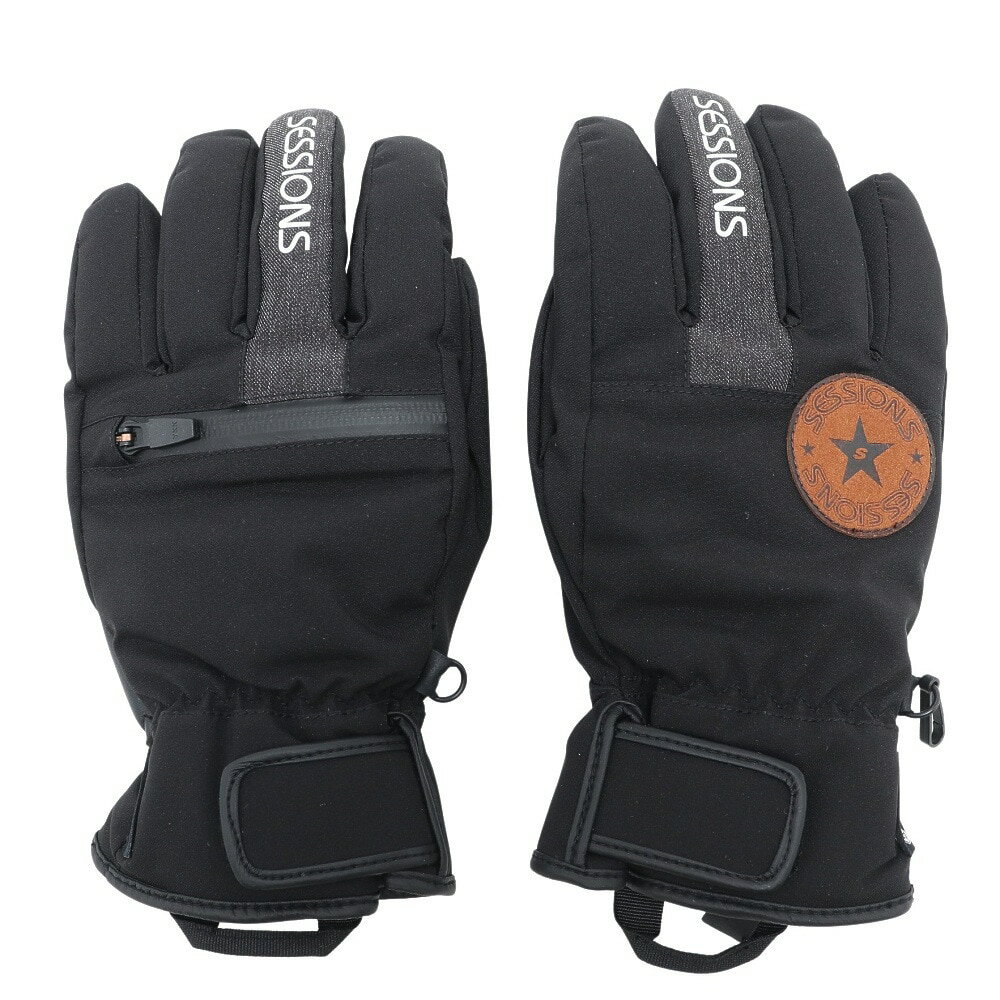 (SESSIONS）FIVE FINGER GLO VE ウインター用品 五指グローブ GLOVE BLK