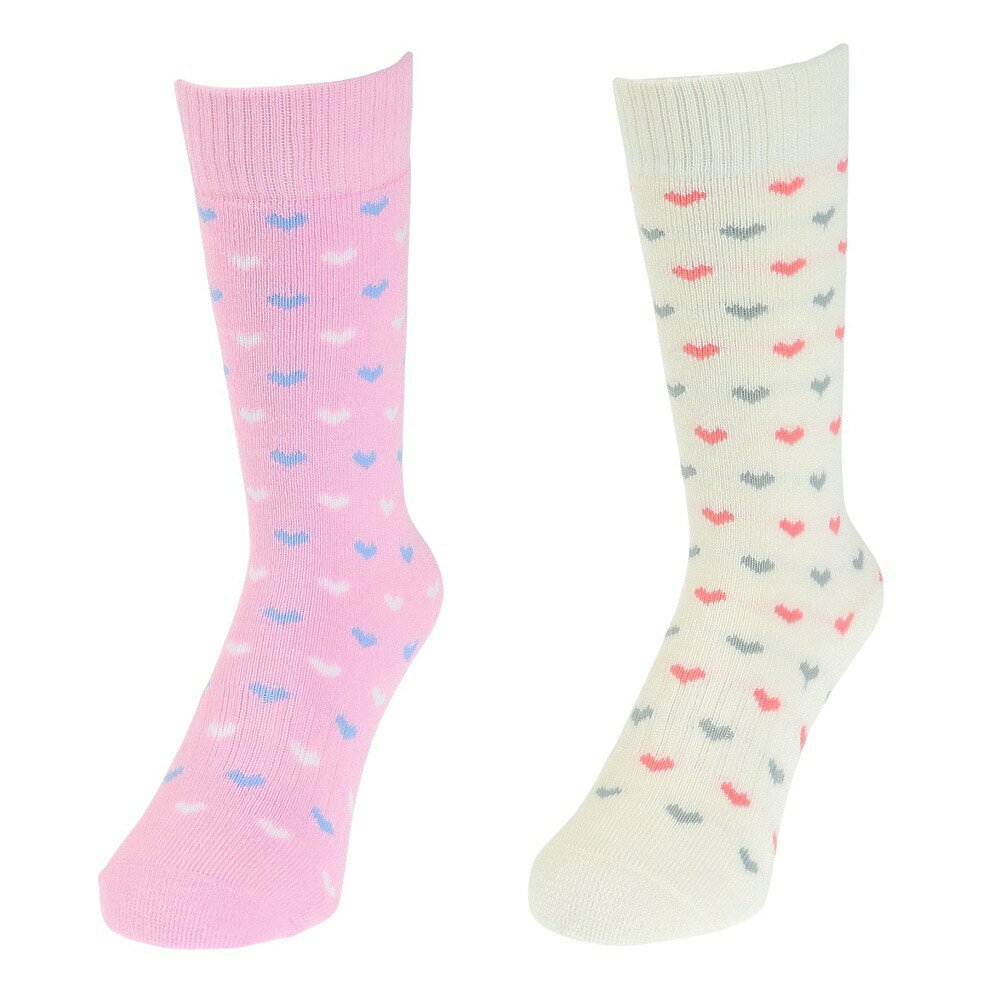 ARBN HX2PクルーWHTPNKハー　ト 衣料小物 2Pパックソックス AB43AC1597WHT19