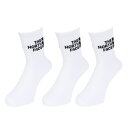 ノースフェイス TNFジャカードロゴ3Pクルー トレッキング ソックス NN82411 WK