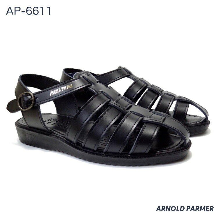 アーノルドパーマー AP6611 ブラック 日本製 メンズ ドライビング ストラップ バックベルト 亀サンダル 本革 オフィス 事務所 会社 靴 履物