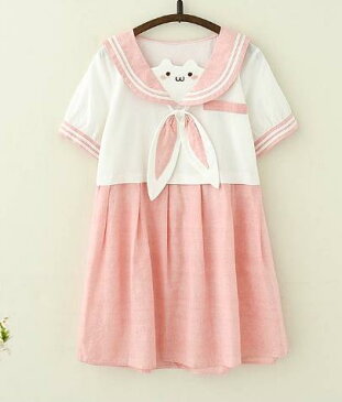 日系綿レディースファッション 夏 半袖ワンピース マリン風 セーラー風ワンピース セーラー ワンピース セーラー服 ワンピ 長袖 セーラーカラー 学院風 着痩せ キュート 可愛い刺繍 高校生 学生 普段着 コスプレコスチューム誕生日プレゼントにおススメワンピー