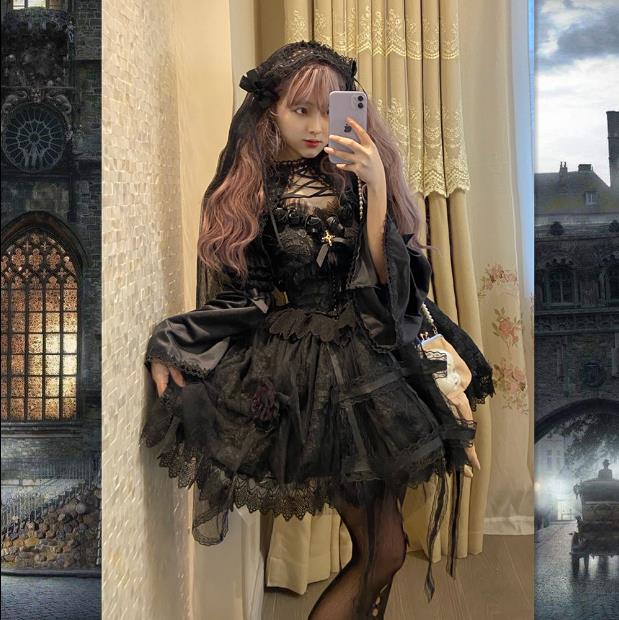 2022サスペンダースカート仙气花嫁春夏ワンカラーゴスロリワンピース ロリィタ OP Lolita ロリータ コスプレ ウェディングドレス日常服ゴスロリワンピース人形師レディースフリルレース ワインカート 可愛いお嬢様姫系少女ワンピ ホワイトワンピゴージャスドレス夜明け黒JSK