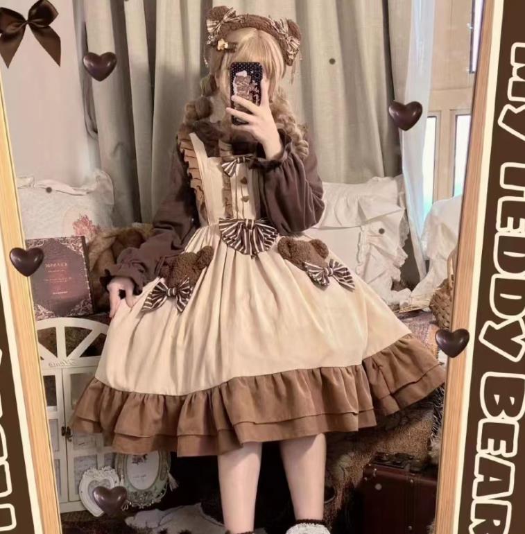 2022サスペンダースカートJSK仙气花嫁春夏ワンカラーゴスロリワンピース ロリィタ OP Lolita ロリータ コスプレ ウェディングドレス日常服ゴスロリワンピース人形師レディースフリルレース ワインカート 可愛いお嬢様姫系少女ワンピ ホワイトワンピゴージャスドレス夜明け黒