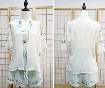 チャイナドレス 大人用中国宮廷風唐装・漢服/カジュアル// シフォン花柄エレガント復古風コスプレ衣装 写真撮影 パーティー用ドレス レディース 古代コスプレ衣装/中華コスプレ服 演出服 上着+ズボン+チョッキ セットアップ