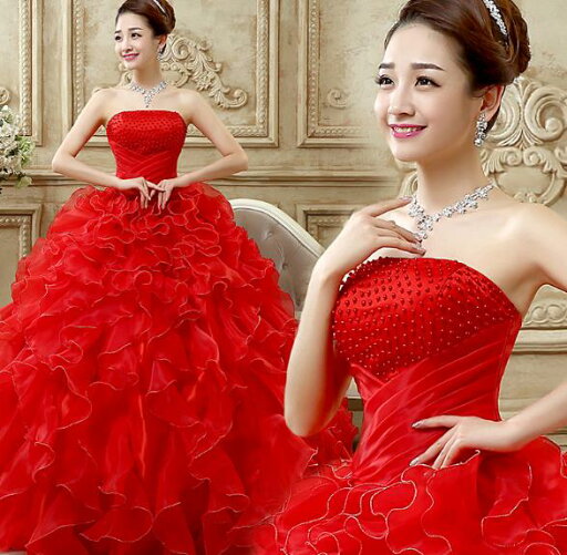 花嫁ウェディングドレス/結婚式/披露宴/二次会/礼服 / パーティードレス/ワンピース/二次会ドレス ロングタイプ お姫様ドレス ワンショルダータイプ 独唱 演出ドレス 公演スカート カラー ぼうぼうスカート 赤 レット 花嫁ウェディングドレス/結婚式/披露宴/二次会/礼服 / パーティードレス/ワンピース/二次会ドレス ロングタイプ お姫様ドレス ワンショルダータイプ 独唱 演出ドレス 公演スカート カラー ぼうぼうスカート 赤 レット