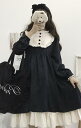 ゴスロリワンピース ロリィタ 長袖OP Lolita ロリータ コスプレ 洋装田園風op長袖ワンピース日常服ゴスロリワンピース レディースフリルレース ワインカート 可愛いお嬢様姫系少女ワンピ ワンピゴージャスドレス　日常姫黒色