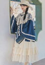 中国風日常服ゴスロリスカート上着人形師 ドレス ワンピースロリィタ OP Lolita ロリータファッション コスプレ ロリータ服 ワンピース クラゲ 森ガール長袖レディースフリルレース ワインカート 可愛い お嬢様 姫系 少女ワンピ ゆったり 中華風清漢服 2点セット