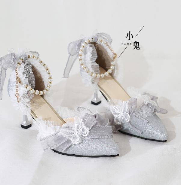 新品Lolita花シューズ結婚式パ...