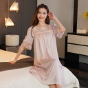【婦さんもOK】胸パッド付き上品秋冬宮廷ネグリジェ 半袖お嬢様パジャマ ワンピース レディース レース 秋向き ロング 産後 マタニティ 姫系 部屋着ルームウェア ふわふわ 超可愛いレディースルームウェア セクシー ランジェリー ネグリジェ キュートプリンセスドレス(4)